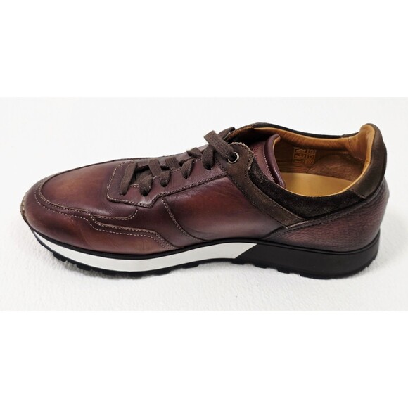 Magnanni Arco Mix Leather Trainer Sneakers Men\'s US 8.5 Brown Burgundy Spain main image 14